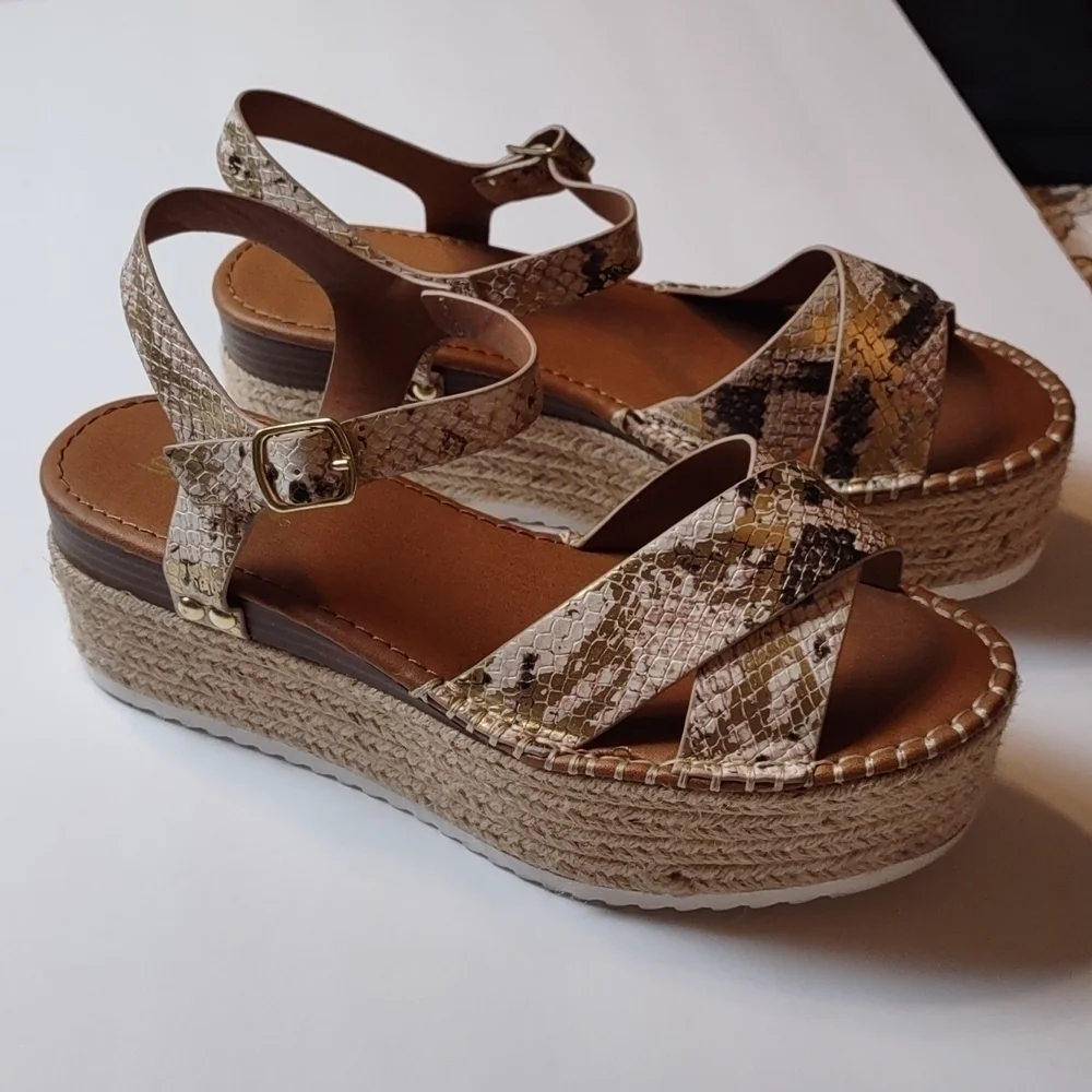 Soda platform snake print sandals